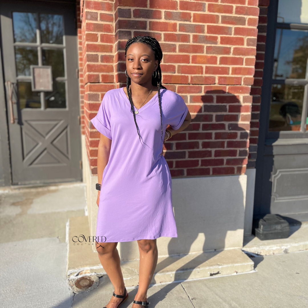 Lavender t shirt dress hotsell